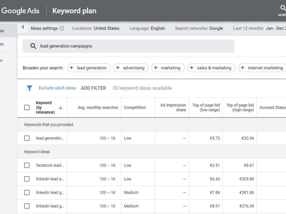 Keyword research for PPC ads.
