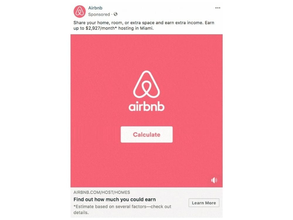Airbnb PPC CTA Facebook