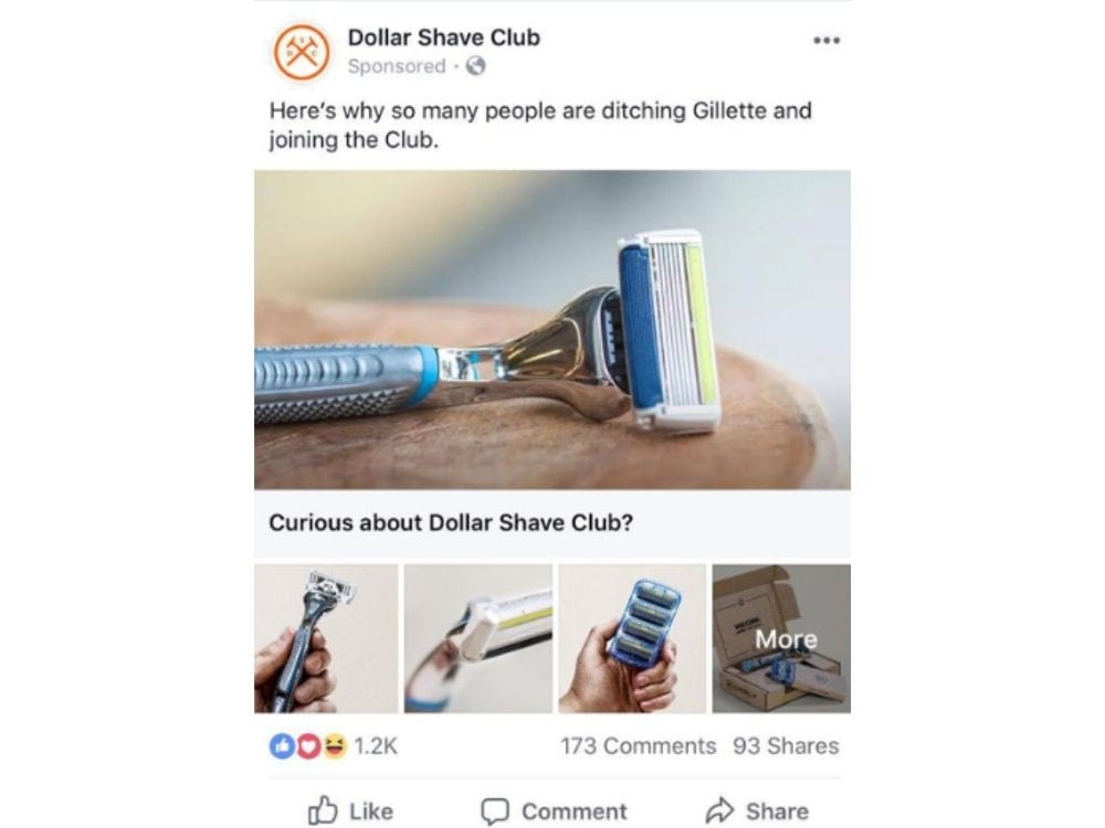Dollar Shave Club ad copy example