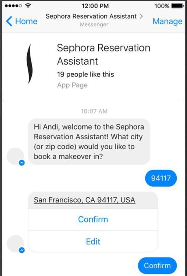 Sephora messenger chatbot assistant